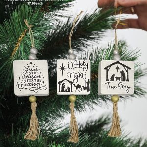 Wooden Block Hanging x3