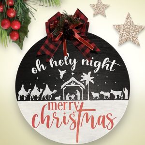 Oh Holy Night Wooden Hanging 13x13