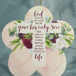God So Loved Wooden Hanging 11 x 11