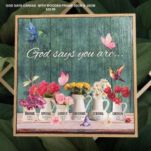 God Says Canvas With Wooden Frame 25cm x 25cm