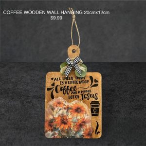 Coffee Wooden Hanging 20cm x 12cm