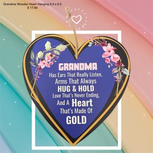Grandma Wooden Heart Hanging 9.5x 9.5